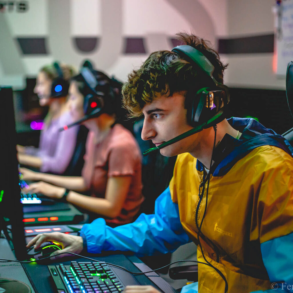 young adult engaged in esports training